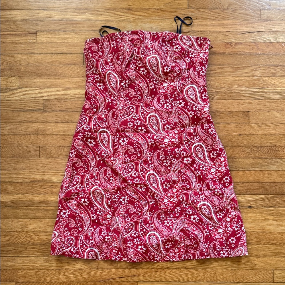 Tommy Hilfiger Vintage Red Paisley Strapless Dress
